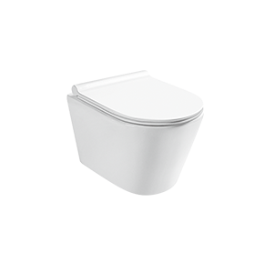 Wall-Mounted Compact Elongated Toilet Bowl With Slow Close Seat