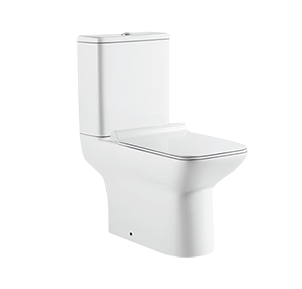 Square Close Coupled Toilet with Skirted Trapway,P-trap Rimless Flushing