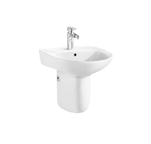 U-Shaped Wall Mount Bathroom Sink with Overflow